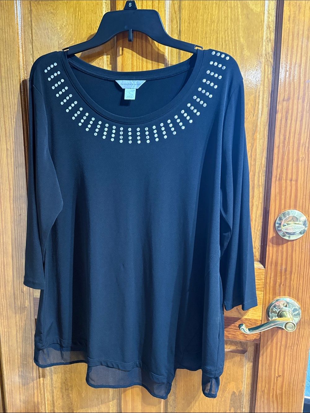 Christopher & Banks Black Scoop Neck Tunic with Silver Studs